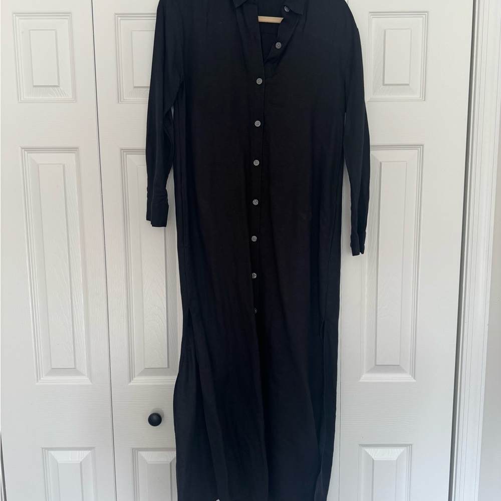 LOFT Charcoal Button-Up Dress